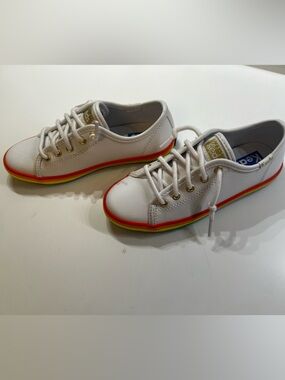 KEDS LITTLE GIRL’S SIZE 11 M KICKSTART RAINBOW SOLE LEATHER SNEAKERS